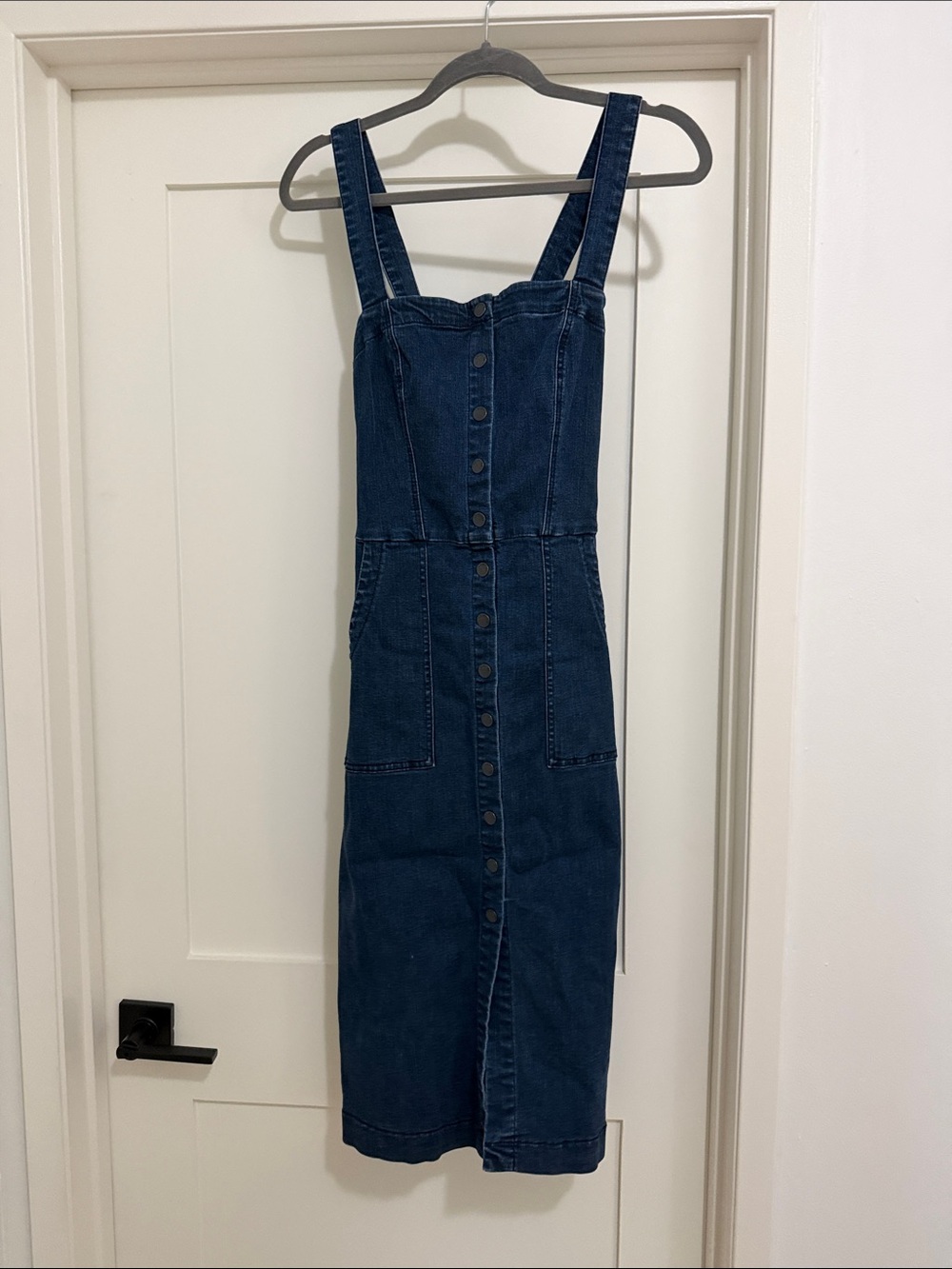 Level 99 Indigo Denim Button-Front Midi Dress